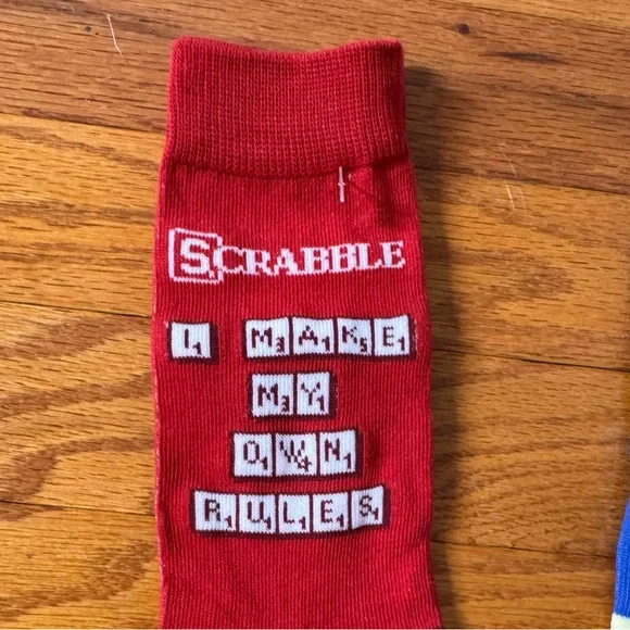 Scrabble Novelty Crew Socks - Red and Blue - Picture 4 of 4